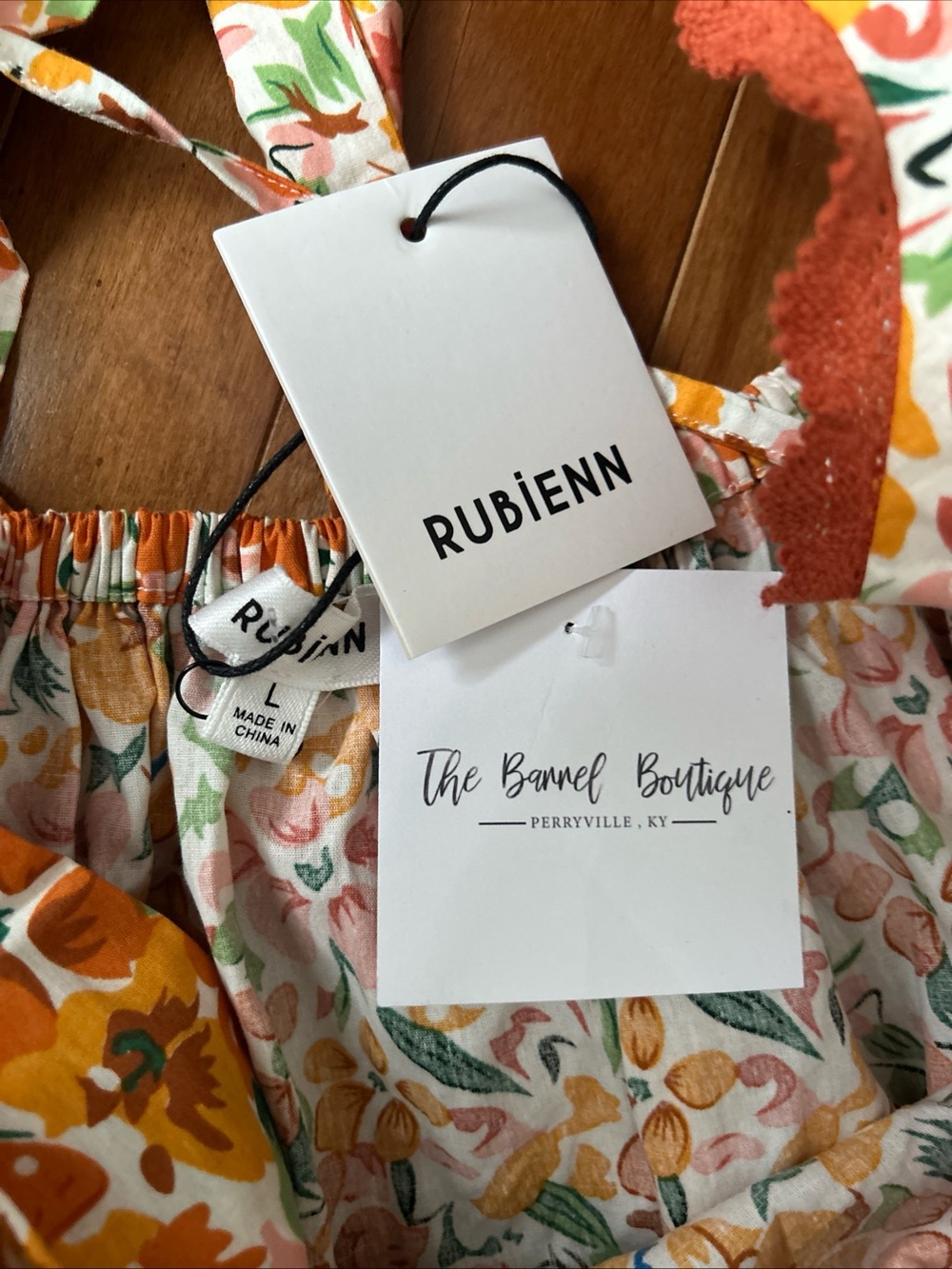 Women's Orange Floral Maxi Dress with Spaghetti Straps - Picture 3 of 8